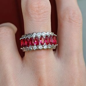 🆕S925-Pink Raspberry Rhodolite Garnet/White Cubic